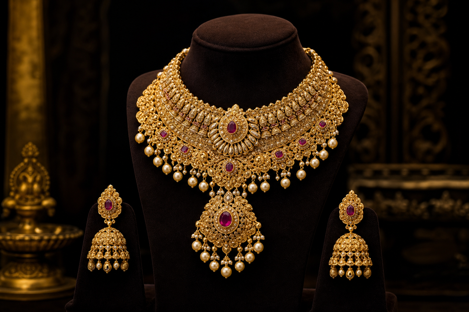 Traditional gold necklace set